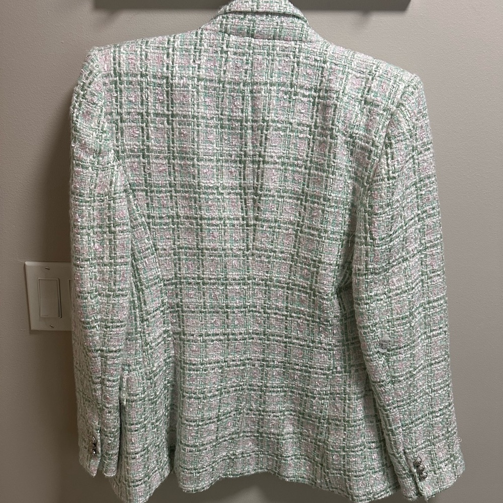 Zara Women's Mint Green Tweed Blazer - Picture 2 of 4